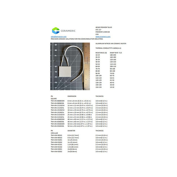 AlN AIN ALN Aluminum Nitride Ceramic Heater 